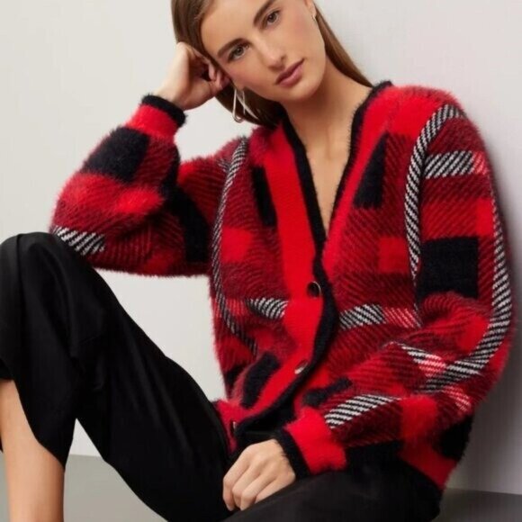 English Factory Checkered Plaid Cardigan - Picture 3 of 9